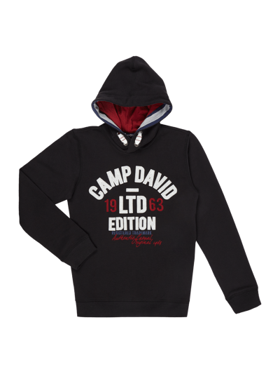 Camp David Hoodie mit Logo-Aufnähern Black 1