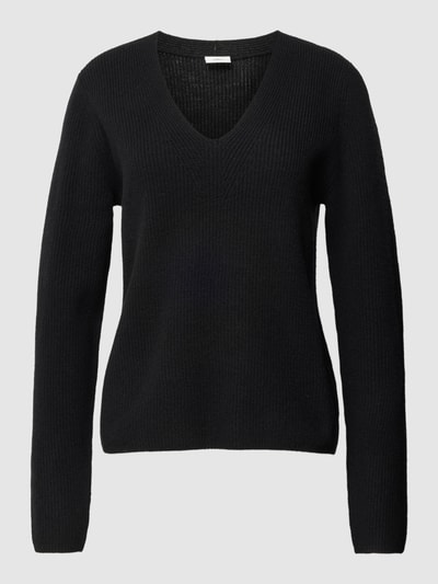 s.Oliver BLACK LABEL Sweter z dzianiny z dekoltem w serek Czarny 2