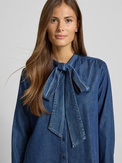Smith and Soul Jeansblouse met strik en knoopsluiting Jeansblauw - 3