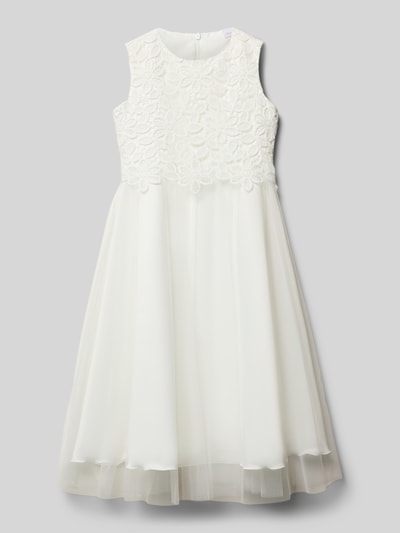 Weise Regular fit jurk met gebloemd kant Ecru - 1