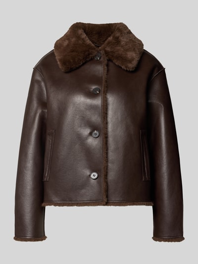 OPUS Teddyjacke mit Umlegekragen Modell 'Hafellda' Dunkelbraun 1