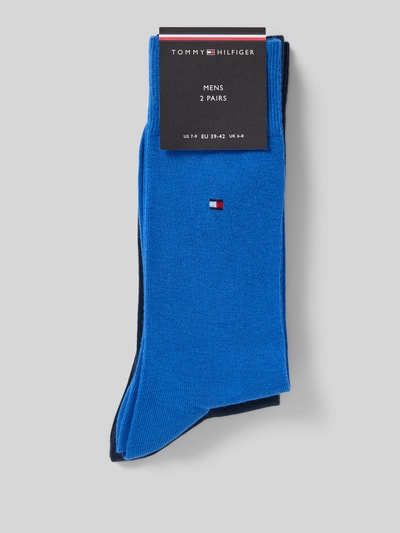 Produktfoto, Strümpfe aus Baumwoll-Mix im 2er-Pack von Tommy Hilfiger in Unifarben, mit Logo-Print, Jersey Stretch, elastischer Bund