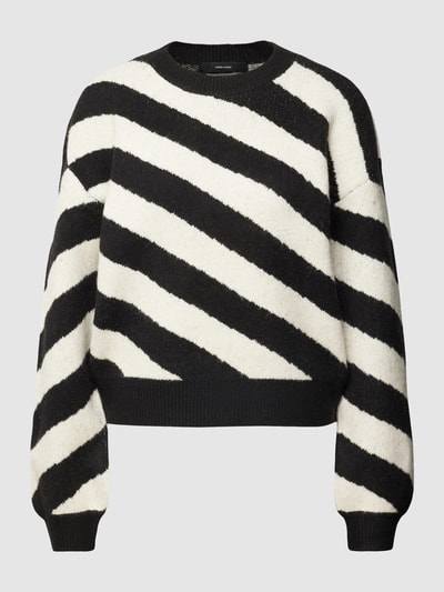 Vero Moda Strickpullover mit Streifenmuster Modell 'LARA' Black 2