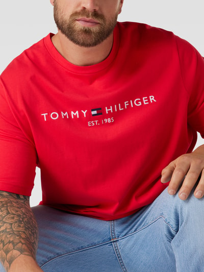 Tommy Hilfiger Big & Tall PLUS SIZE T-shirt met labelstitching Rood - 3