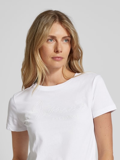 ARMANI EXCHANGE T-shirt z nadrukiem z logo Złamany biały 3