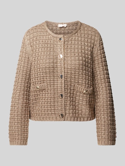 Liu Jo White Strickjacke mit Knopfleiste Beige 2