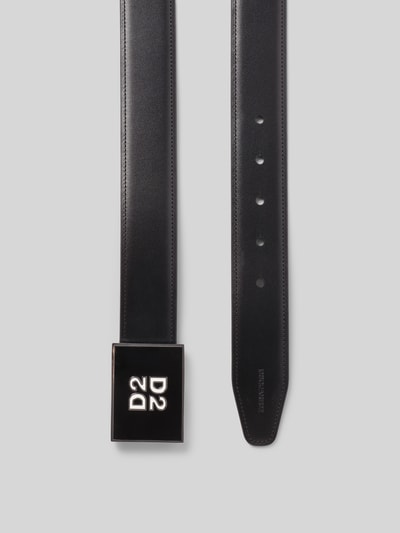 Produktfoto, Gürtel mit Logo-Prägung von Dsquared2, schwarze Glatte-Optik, Dornschließe, Logo-Print, Geschenkbox, Breite 3 cm