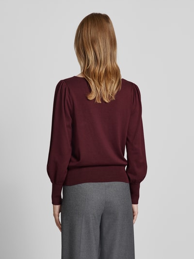 Zero Gebreide pullover met boothals Bordeaux - 5