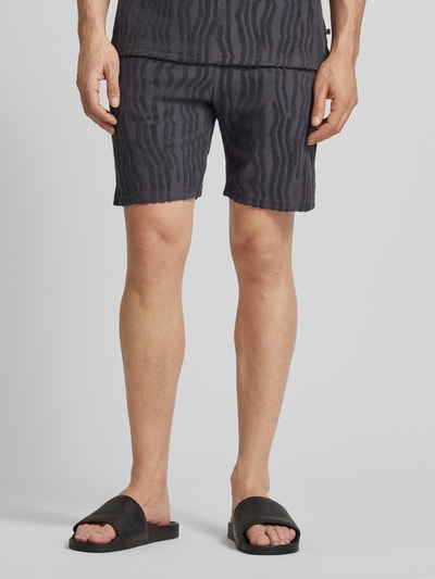 Scotch & Soda Regular fit sweatshorts met structuurmotief Zwart - 4