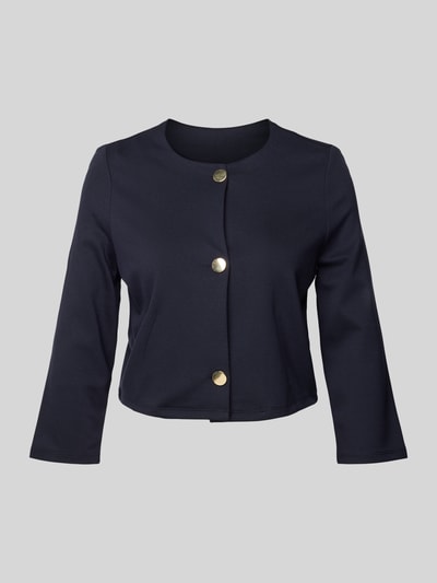 s.Oliver BLACK LABEL Boxy fit korte blazer in een viscoseriemix  Marineblauw - 2