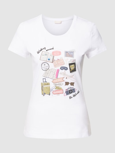 Liu Jo White T-shirt z obszyciem z kamieni stras Biały 2