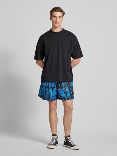 MARKET Sweatshorts met all-over motief, model 'MALICE' Zwart - 1