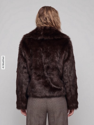 ONLY Relaxed Fit Webpelzjacke Cropped Modell 'DAWN LIFE' Schoko 5