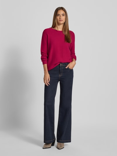 Christian Berg Woman Strickpullover mit gerippten Abschlüssen Fuchsia 1