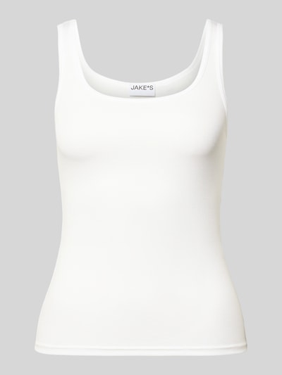 Produktfoto, Tanktop mit Feinripp und Rundhalsausschnitt von Jake*s Casual in Weiß, Modal-Mix mit Stretch-Anteil, Körpernaher-Schnitt, Nachhaltig
