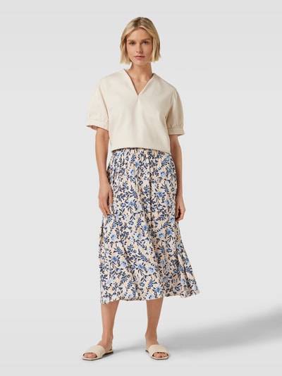 Saint Tropez Midirok met all-over bloemenmotief, model 'Inka' Ecru - 1