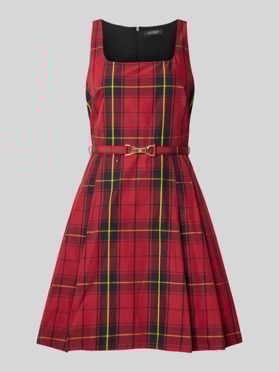 Lauren Ralph Lauren Cocktailkleid mit Karree-Ausschnitt und Gürtel Modell 'FRANTISE' Rot 2