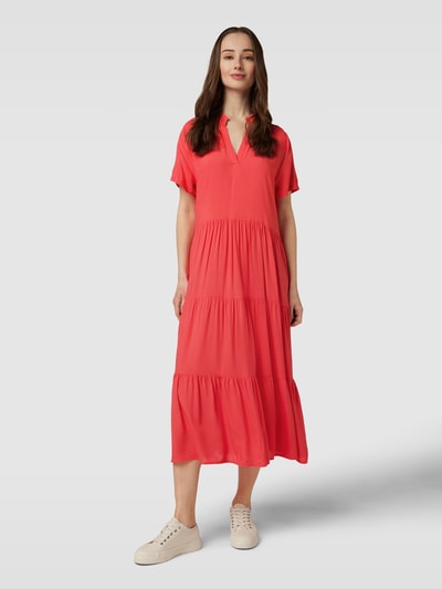 Saint Tropez Midi-jurk met V-hals, model 'Eda' Rood - 4