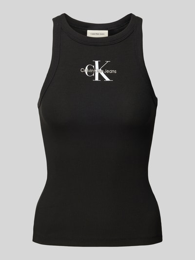 Calvin Klein Jeans Top z wyhaftowanym logo i okrągłym dekoltem Czarny 2