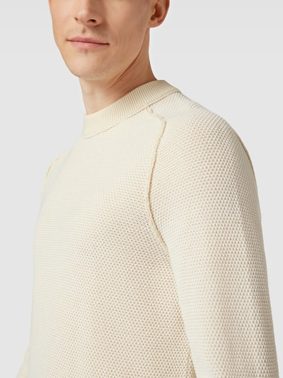 BOSS Orange Strickpullover mit Strukturmuster Modell 'AKOPAK' Offwhite 3