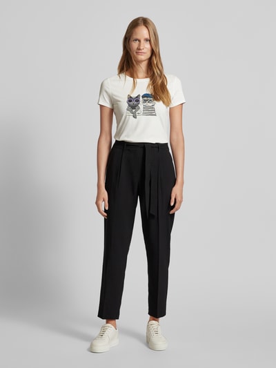 Zero Straight leg stoffen broek met bandplooien Zwart - 1