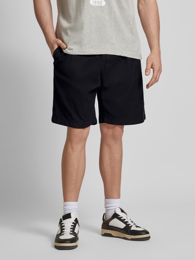 REVIEW Straight Leg Shorts mit Label-Detail Black 4