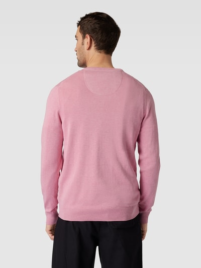 Christian Berg Men Gebreide pullover met geribde V-hals Roze gemêleerd - 5