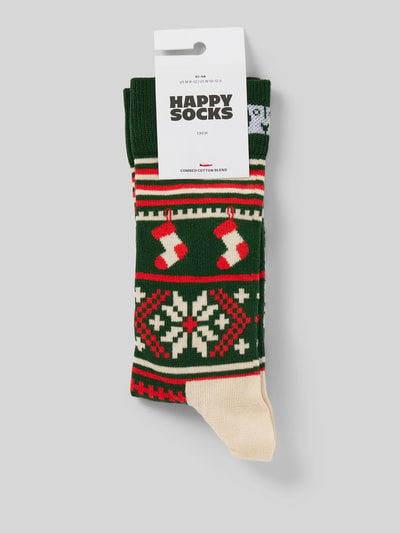 Happy Socks Skarpety z nadrukowanym motywem model ‘Christmas Sweater’ Zielony 3