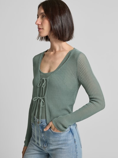 Mango Strickjacke mit Vorderseite zum Binden Modell 'GERANIO' Schilf 3