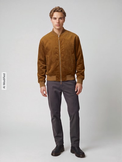 Selected Bomberjacke mit Cordstruktur Camel 1