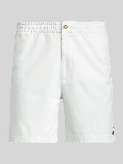 Produktfoto, Regular Fit Shorts aus Baumwoll-Mix von Polo Ralph Lauren in Weiß, glatte Textur, elastischer Bund, Logo-Stitching, unifarben