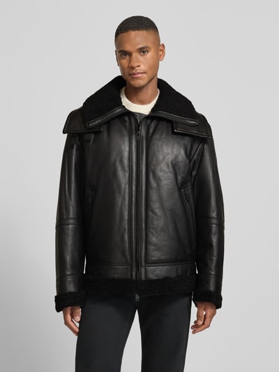 BOSS Orange Regular Fit Lederjacke aus echtem Lammleder Modell 'JOGLACI' Black 4