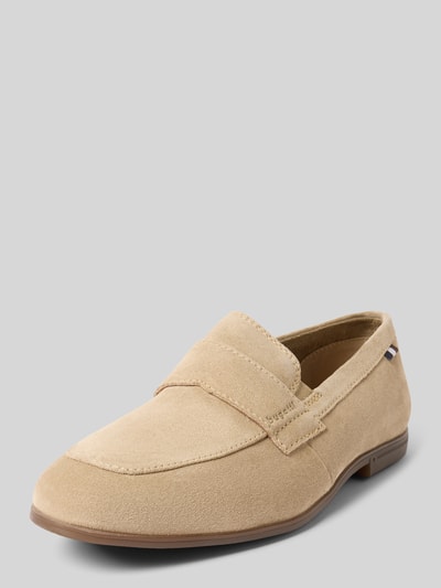bugatti Loafers van leer met labeldetail, model 'Tryst' Beige - 1