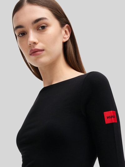 HUGO Slim fit thermo-onderhemd met boothals Zwart - 5