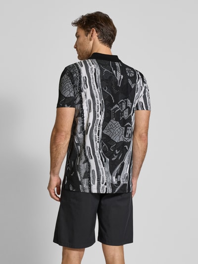 CARLO COLUCCI Regular fit poloshirt met korte knoopsluiting Antraciet gemêleerd - 5