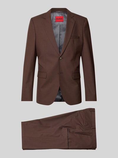 Produktfoto, brązowy garnitur Super Slim Fit Anzug aus Woll-Mix Modell 'Hesten' von HUGO, gładka tekstura, kontekst: garnitury męskie HUGO