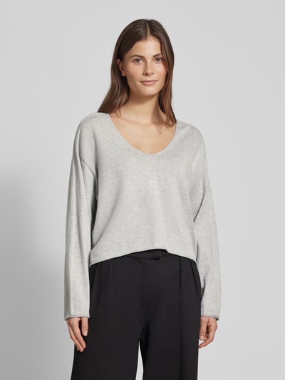 Drykorn Cropped Strickpullover mit U-Ausschnitt Hellgrau 4