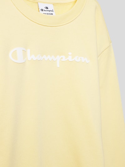 CHAMPION Sweatshirt mit Label-Schriftzug Hellgelb 2