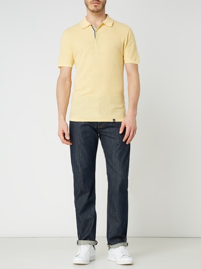 Colours & Sons Poloshirt met linnen, model 'Rick' Geel - 1