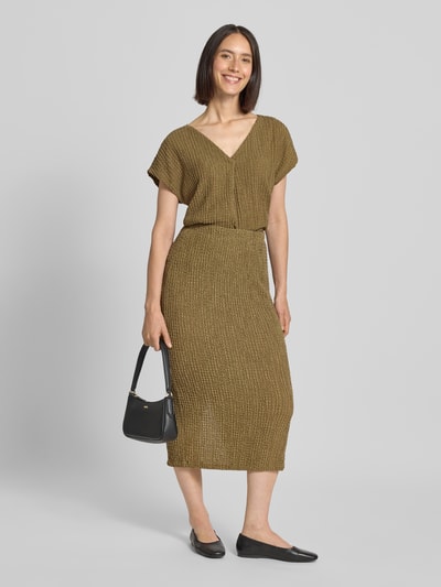 Christian Berg Woman Midirock mit elastischem Bund Khaki 1