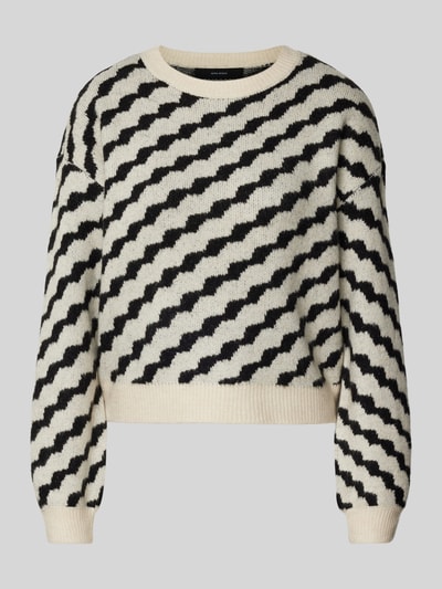 Vero Moda Strickpullover mit diagonalem Streifenmuster Modell 'LARA' Beige 1