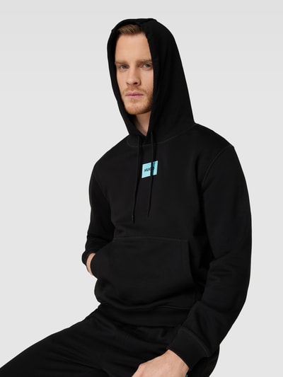 HUGO Bluza z kapturem z naszywką z logo model ‘Daratschi’ Czarny 3