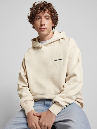 Pegador Oversized Hoodie mit Label-Stitching Beige 3