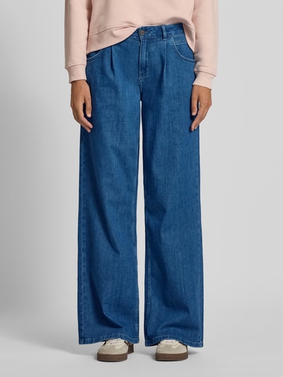 Lanius Jeansy z szeroką nogawką i zakładkami w pasie model ‘MARLENE’ Jeansowy niebieski 4