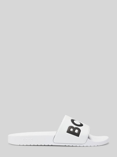BOSS Badeschuhe mit Logo Print Weiss 4