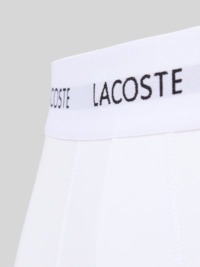 Produktfoto, Trunks mit elastischem Logo-Bund im 3er-Pack von LACOSTE im unifarbenen Design mit Logo-Schriftzug auf weißem Bund, Baumwollmix.