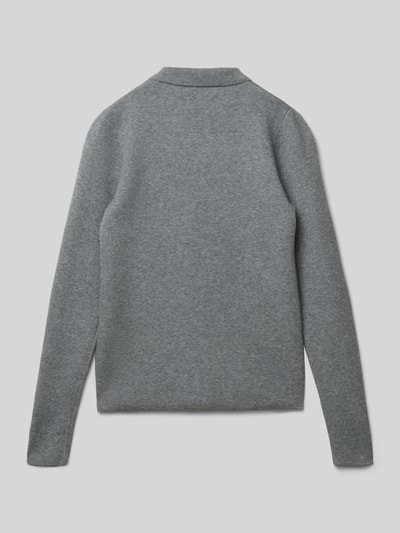 Jack & Jones Regular Fit Poloshirt in Strick-Optik Modell 'Bradfort' Mittelgrau Melange 3