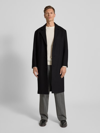 SELECTED HOMME Relaxed fit lange wollen jas met reverskraag, model 'MILOS' Zwart - 1