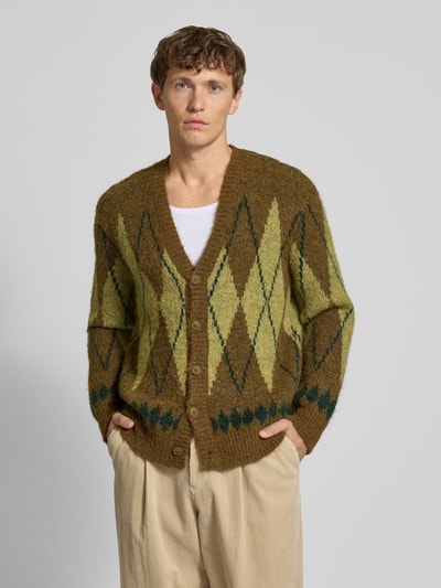 JAKE*S STUDIO MEN Strickjacke mit V-Ausschnitt Mittelbraun 4