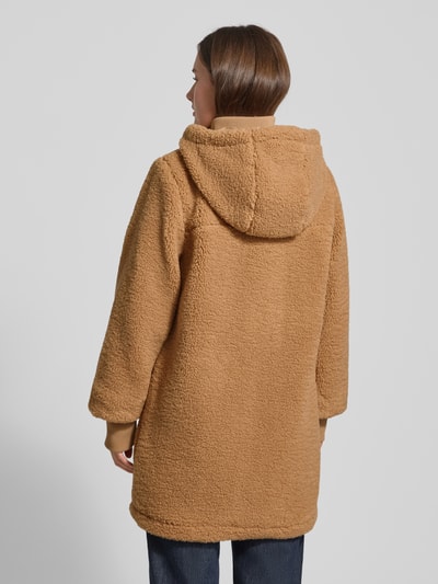 Tom Tailor Denim Regular fit lange jas van teddybont met capuchon Camel - 5